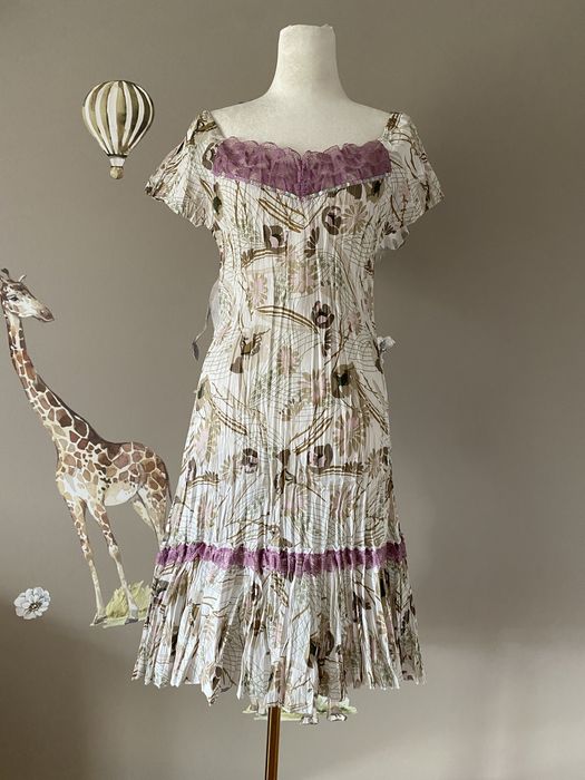 Nowa letnia bawełniana sukienka kreszowana vintage retro z bawełny