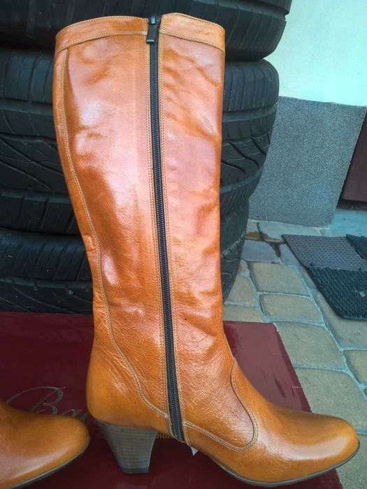NOWE Buty-Kozaki KOWBOJKI 37 Naturalna skóra100% MIODOWY I-Klasa Gw.6m