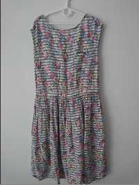 Sukienka dla dziewczynki w kwiaty, bez rękawów, r 158 cm, 12-13 lat