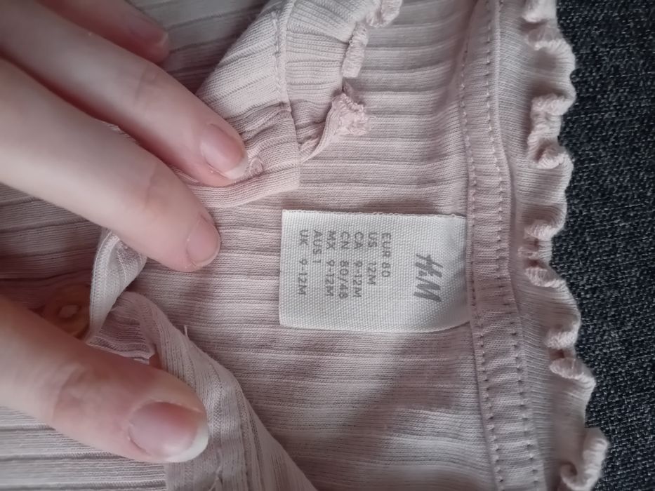 Komplet 80 86 prążek pudrowy róż