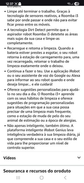 Vendo aspirador robô irobot