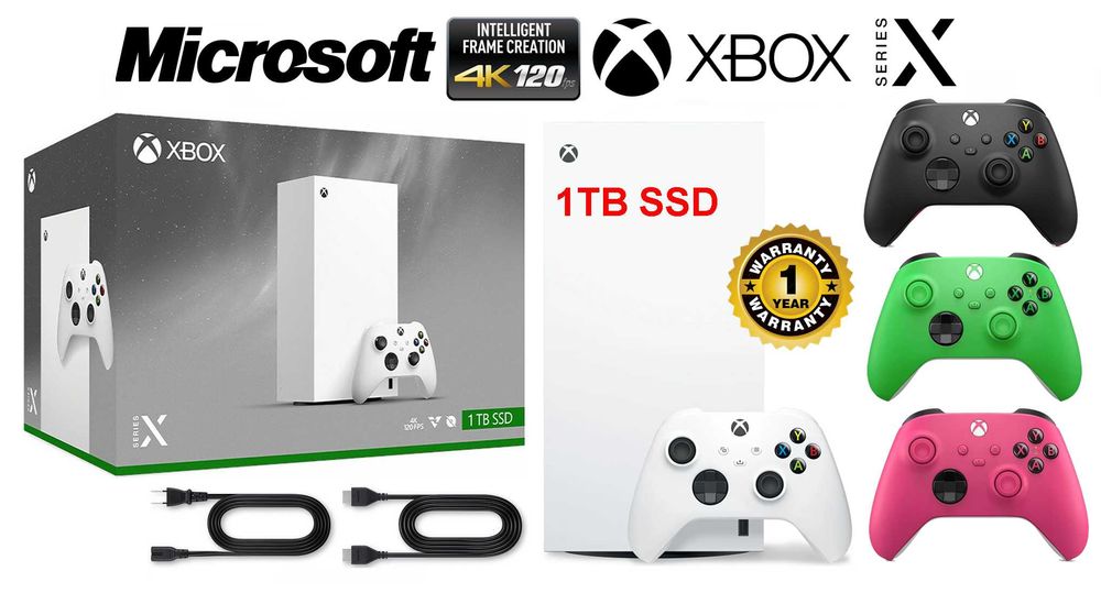 Xbox Series X 1TB SSD 4K 120FPS + 2 pady + ROK Gwarancji