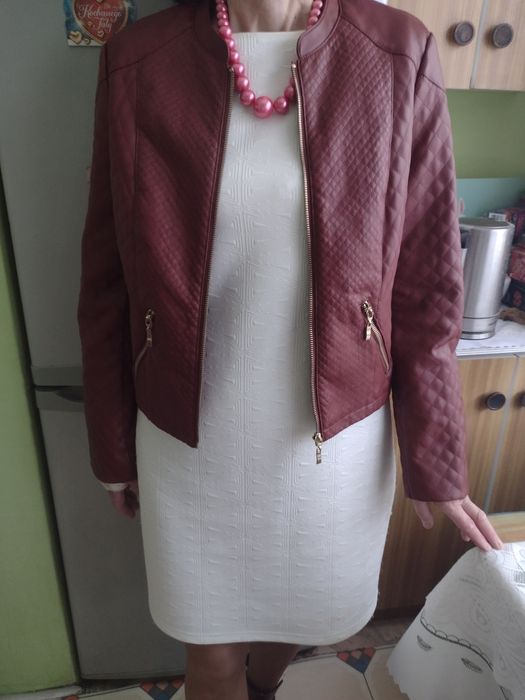 (42/XL) Ekskluzywna, skórzana, francuska kurtka ramoneska/ jak NOWA