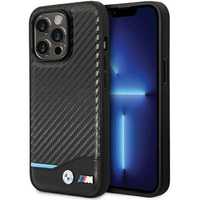 Etui BMW Leather Carbon do iPhone 13 Pro Max 6.7" - Czarny