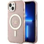 Etui Guess Glitter Gold MagSafe na iPhone 14 Plus - różowe