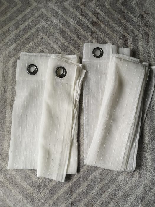 Zestaw 2 firanek na przelotkach ecru nowe