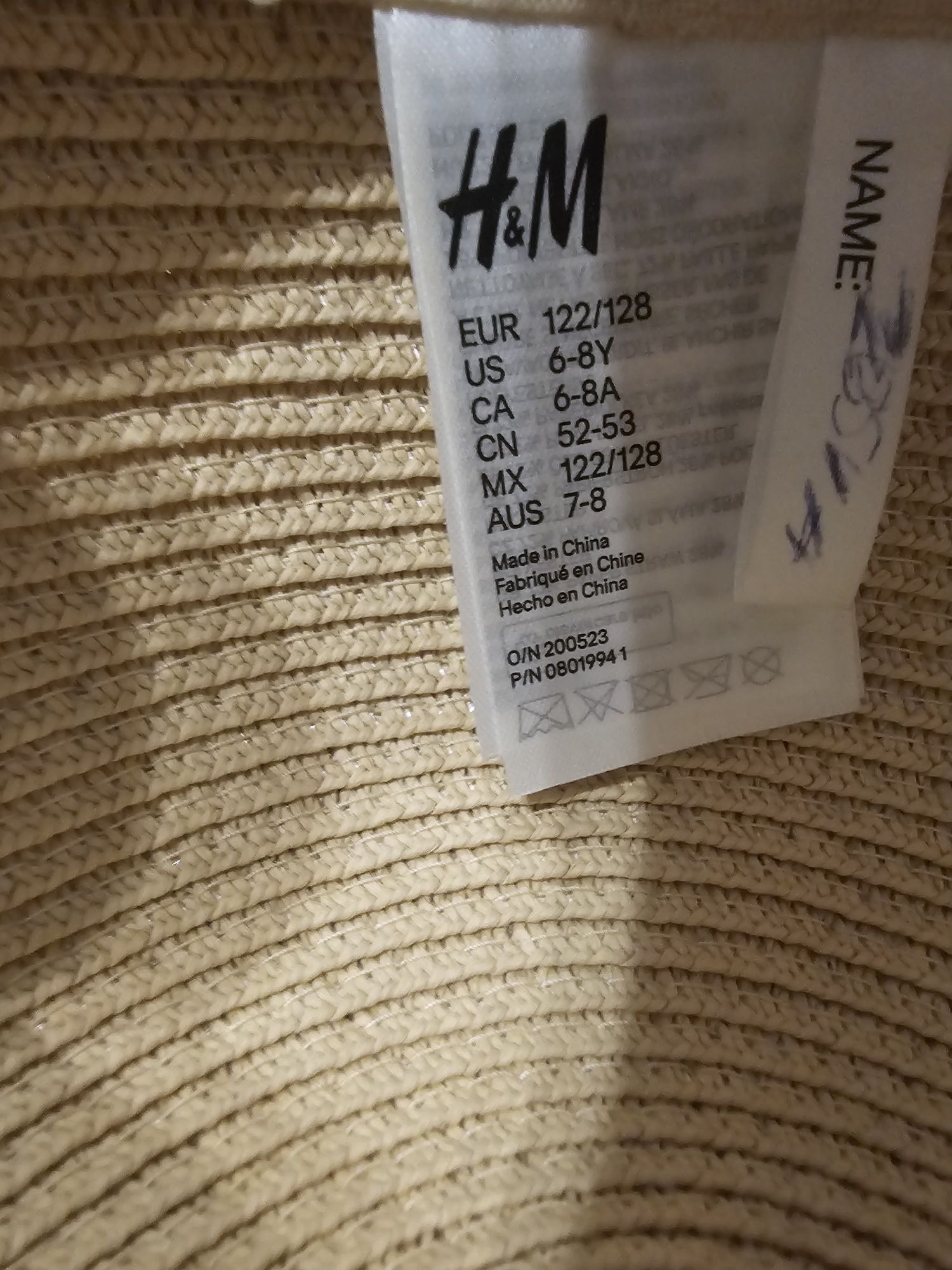 Kapelusz slomkowy kotek h&m r 122 128 dziewczęcy z tasiemka w kropki