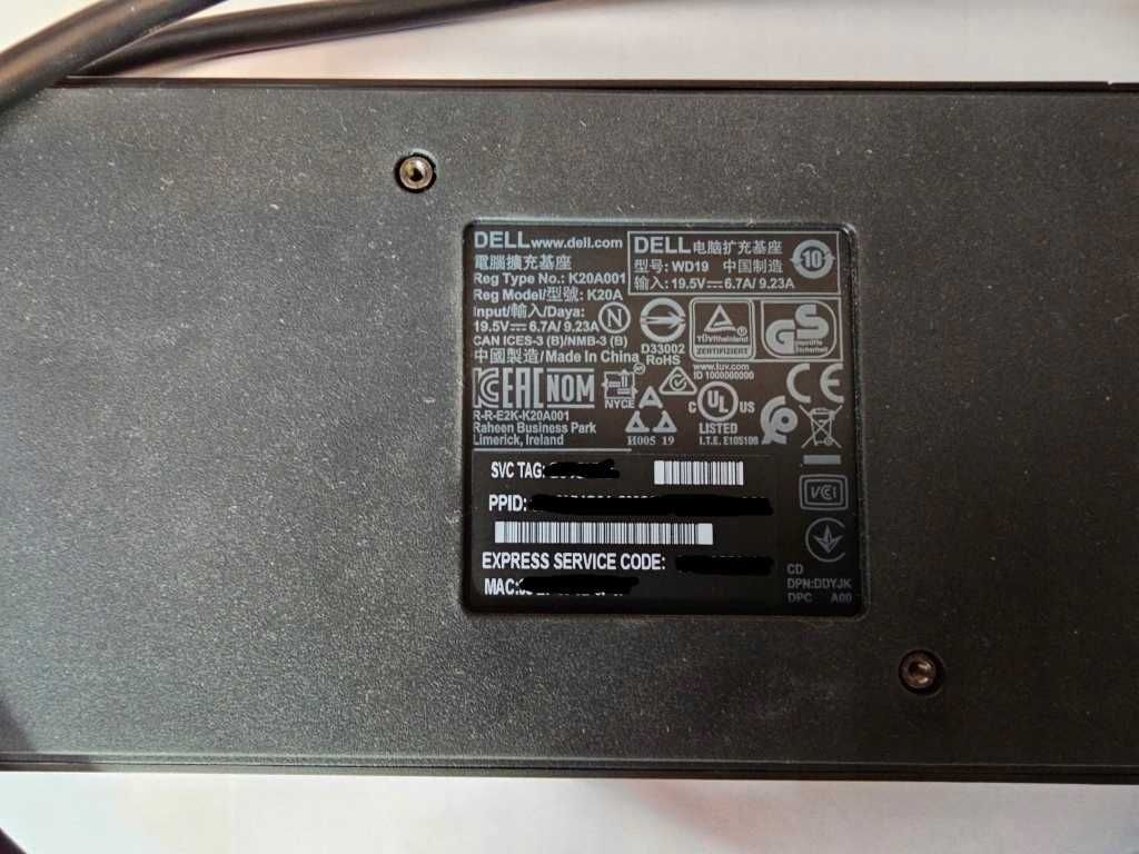 Stacja Dokująca DELL WD19 K20A + Zasilacz 180W