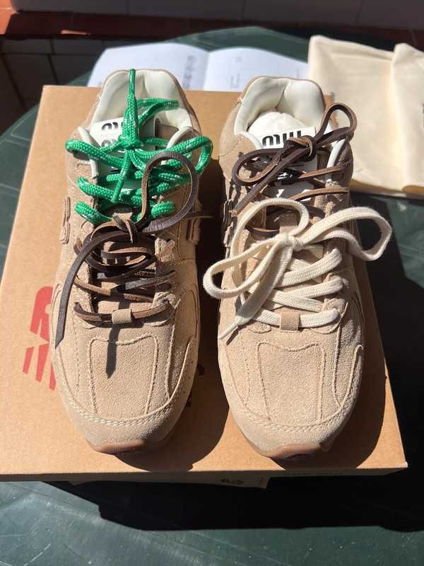 Buty Miu_Miu_530_SL_Ecru_suede sneakersDamskie i Meskie Rozmiar 40