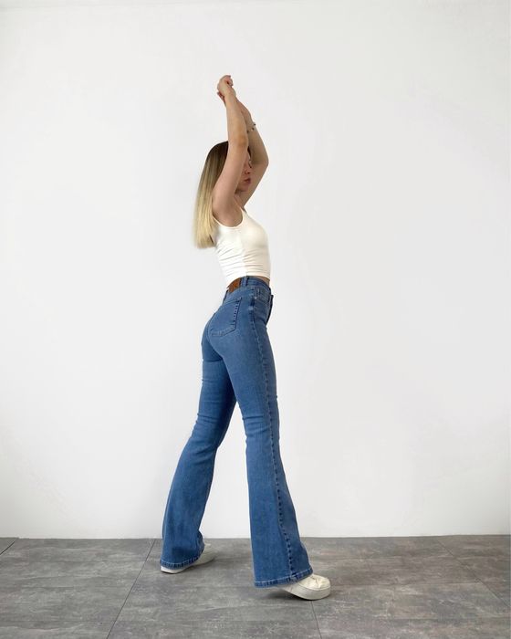 Джинси кльош сині стрейч