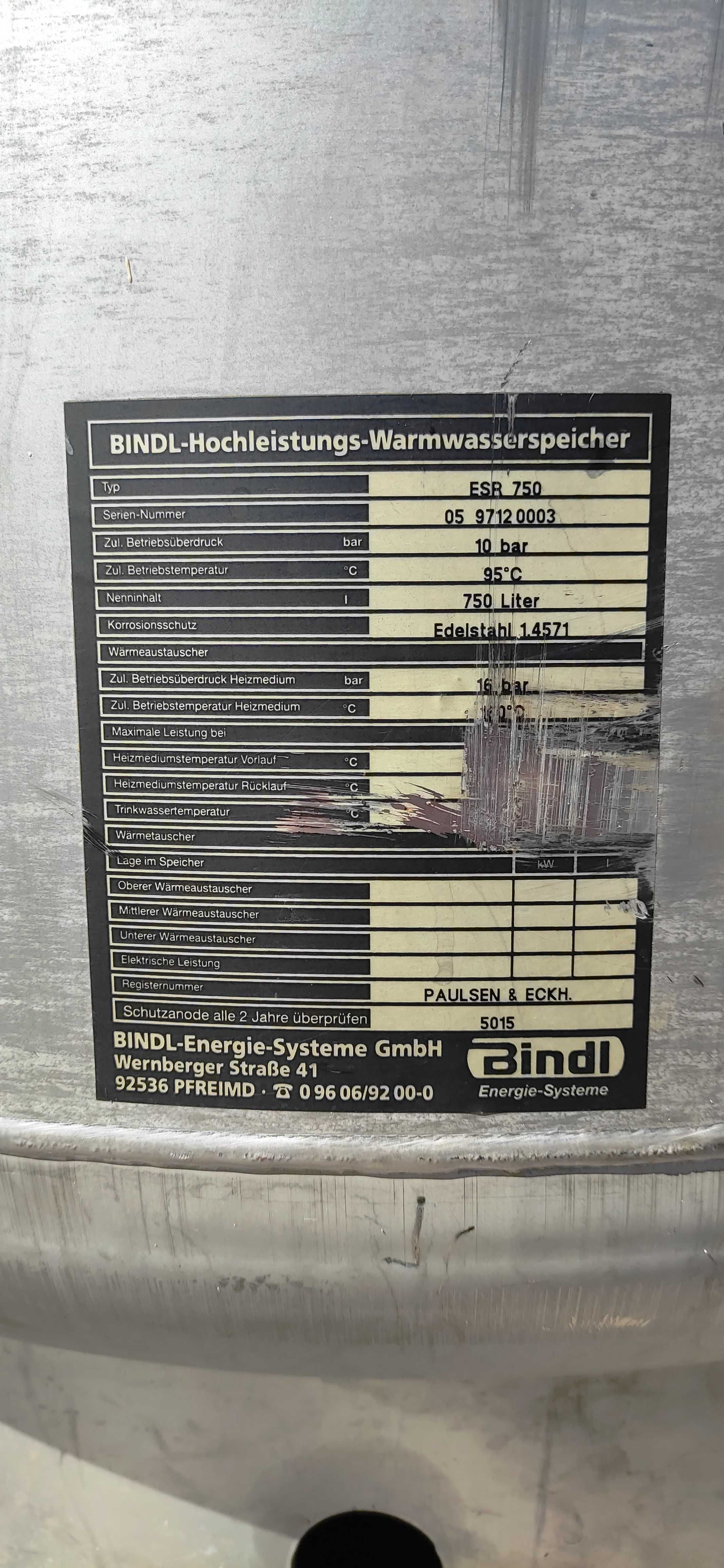 Bufor nierdzewny 750 L wężownica nierdzewka zasobnik BINDL