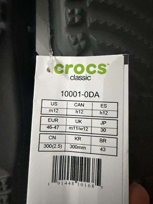 Męskie klapki Crocs Classic r. 46-47 męska m/12 NOWE  Szare