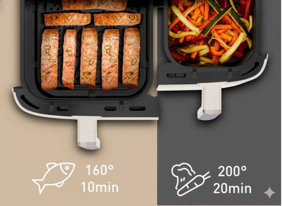 Air Fryer TEFAL DUAL EASY FRY XXL EY942HE0 Frytkownica 11L