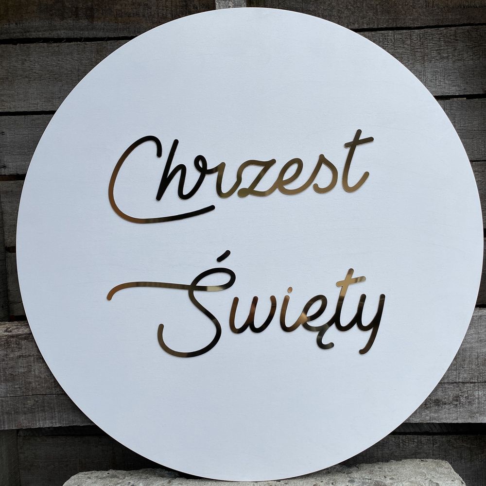 Tablica na chrzest święty boho glamour napis ścianka