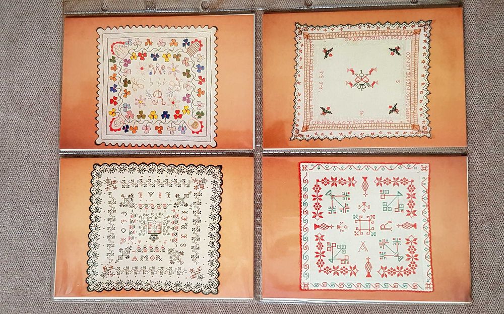 8 postais ilustrados sobre os lenços dos namorados