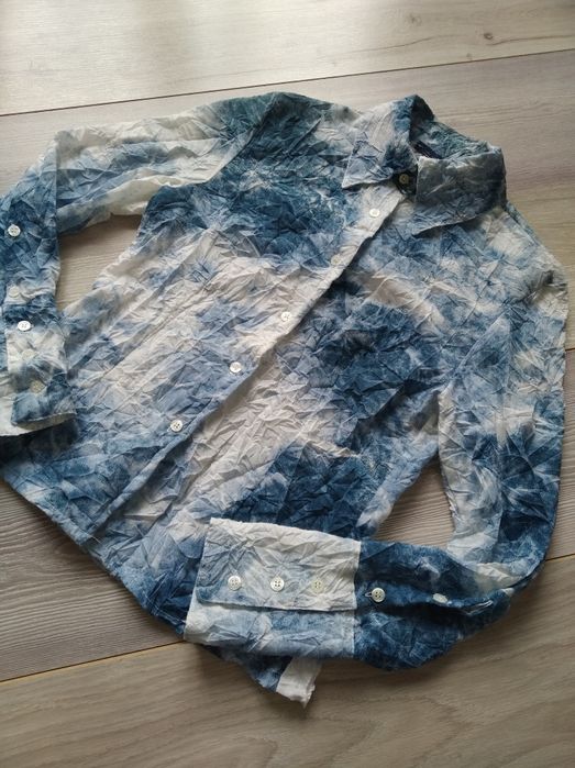 Koszula damska z długim rękawem niebiesko biała vintage blue sand M/38