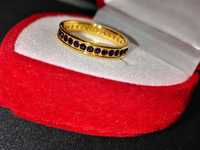 NOWY pierścionek pozłacany 24k złotem z kryształkami, ze srebra 925