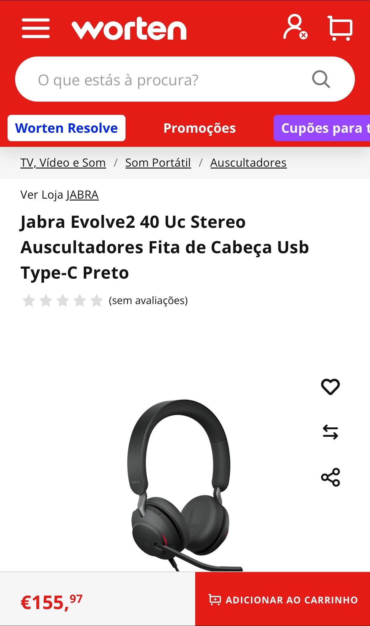 Auscultadores Jabra Evolve2 Novos - nunca usados e na caixa