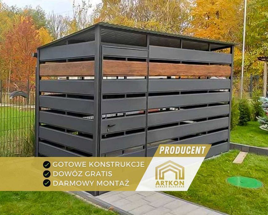 Wiaty Śmietnikowe na wymiar, Zabudowa koszy, Altana Schowek PRODUCENT