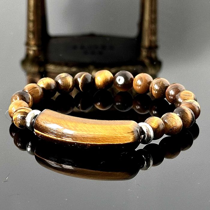 Bransoletka srebra z naturalnego Tygrysiego Oka z ok. 1980 roku