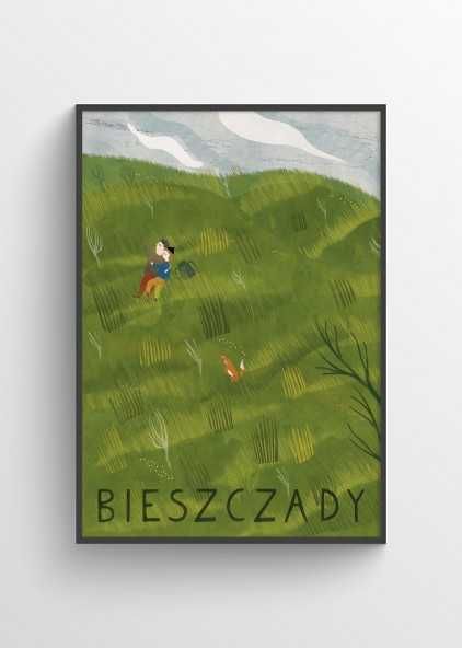 Plakat modernistyczny GÓRY Bieszczady Polska 40x60 grafika artystyczna