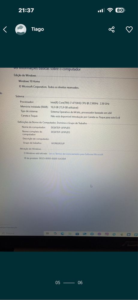 Asua N750J i7 vendo ou troco por iphone