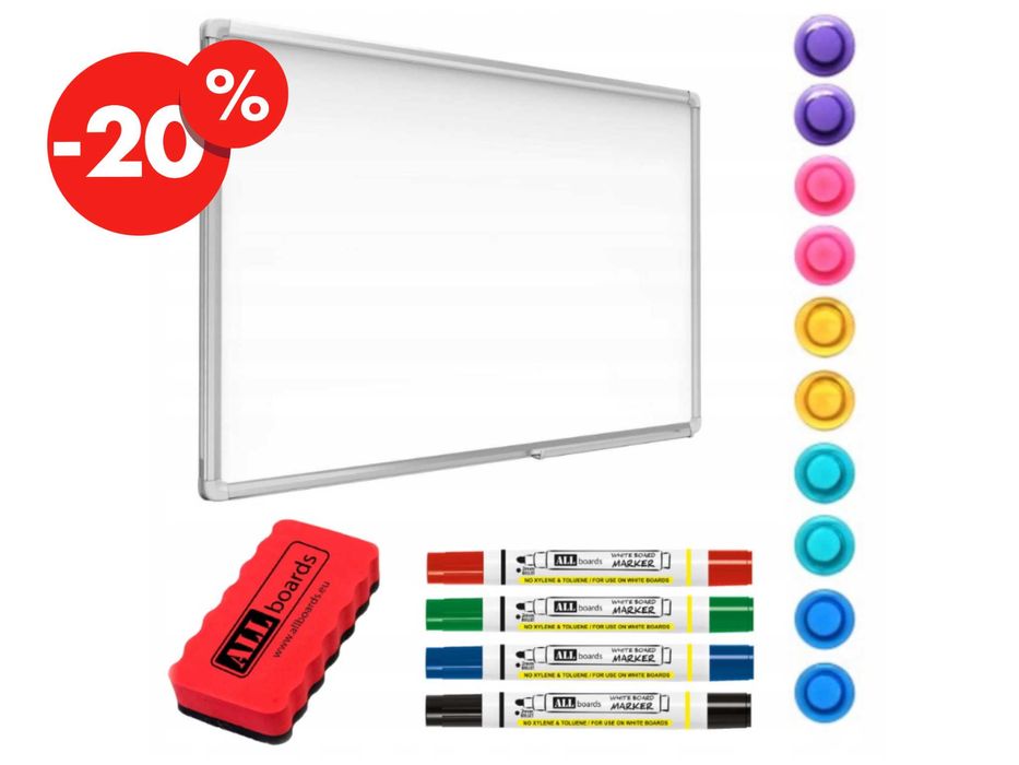 Tablica Magnetyczna Biała Suchościeralna 120x90 Akcesoria - OKAZJA