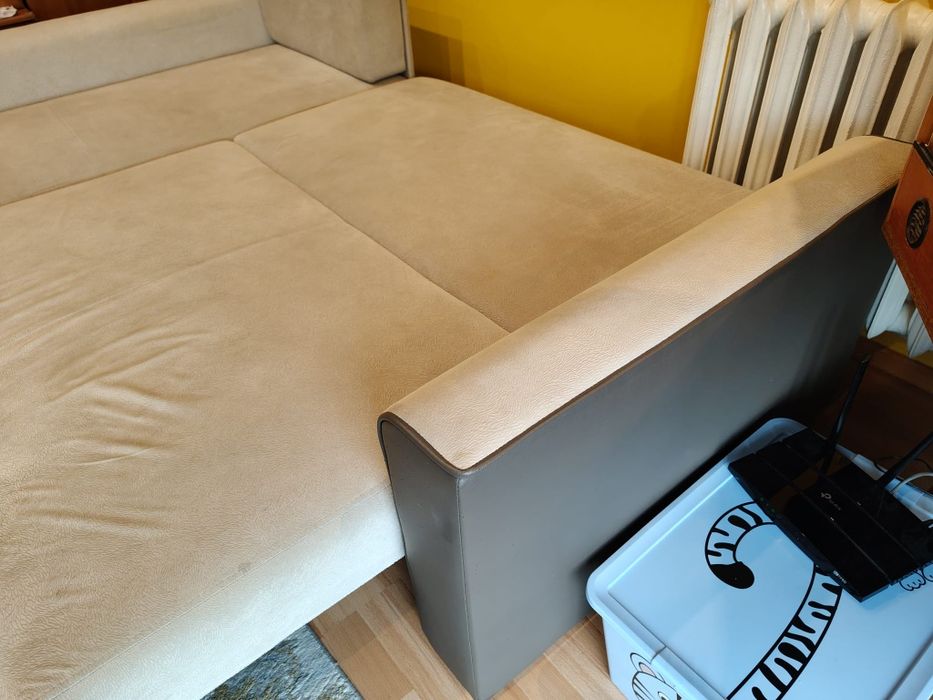 Sofa rozkładana wersalka narożnik rogówka L łóżko 160x200 szara