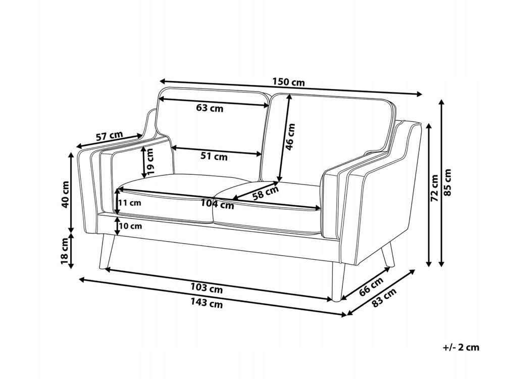 Sofa welurowa na drewnianych nóżkach