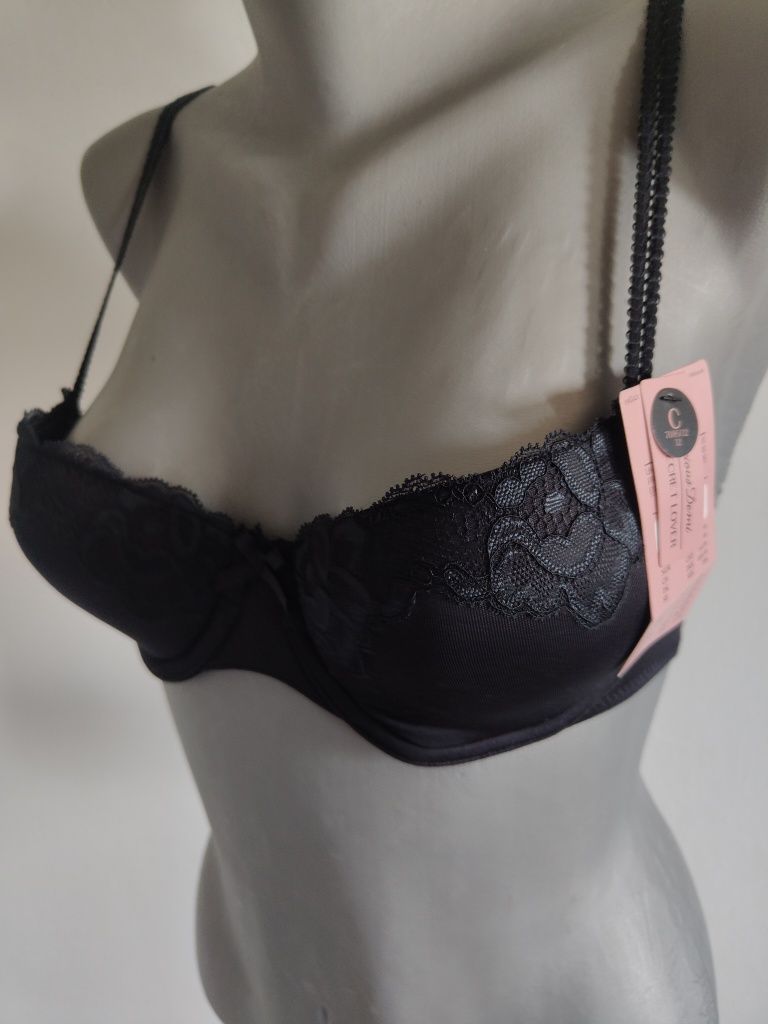 Markowy nowy z metką i ceną biustonosz Hunkemöller r 70C czarny usztyw