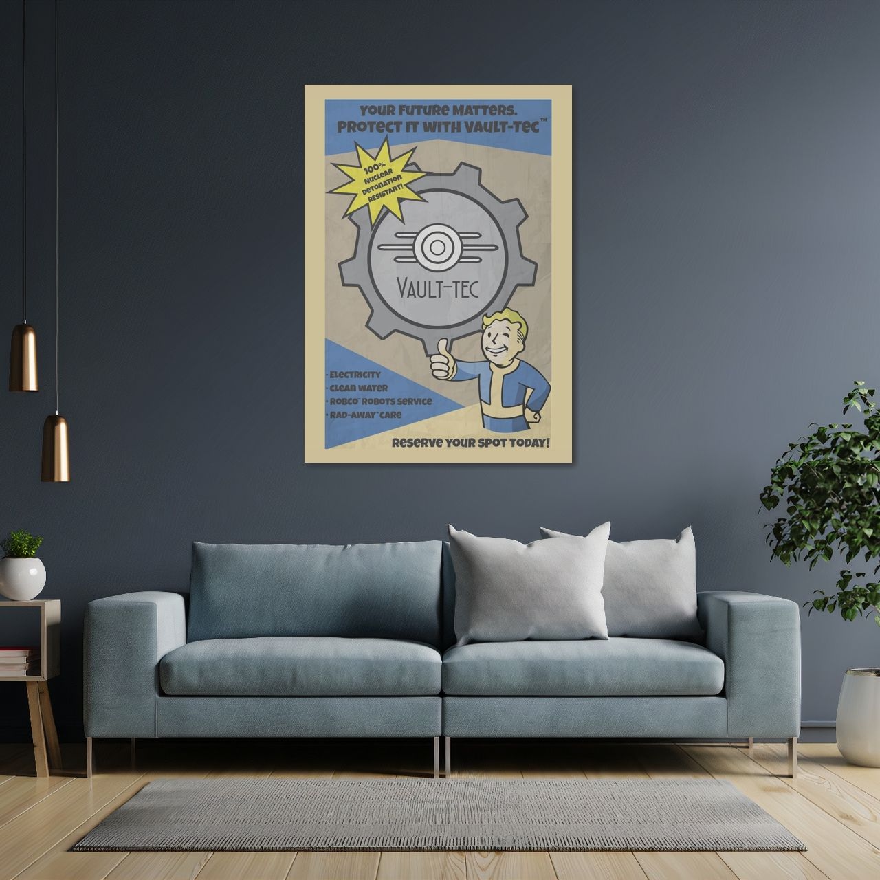 Фоллаут, агит.листівка Vault-Tec, Fallout, постер, картина на полотні