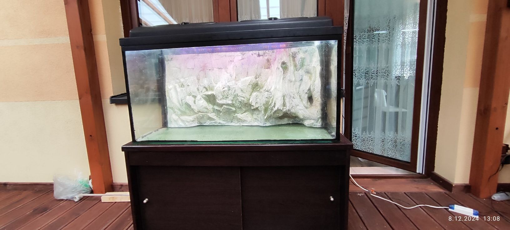 Akwarium 200l z szafką i filtrami tłem komplet