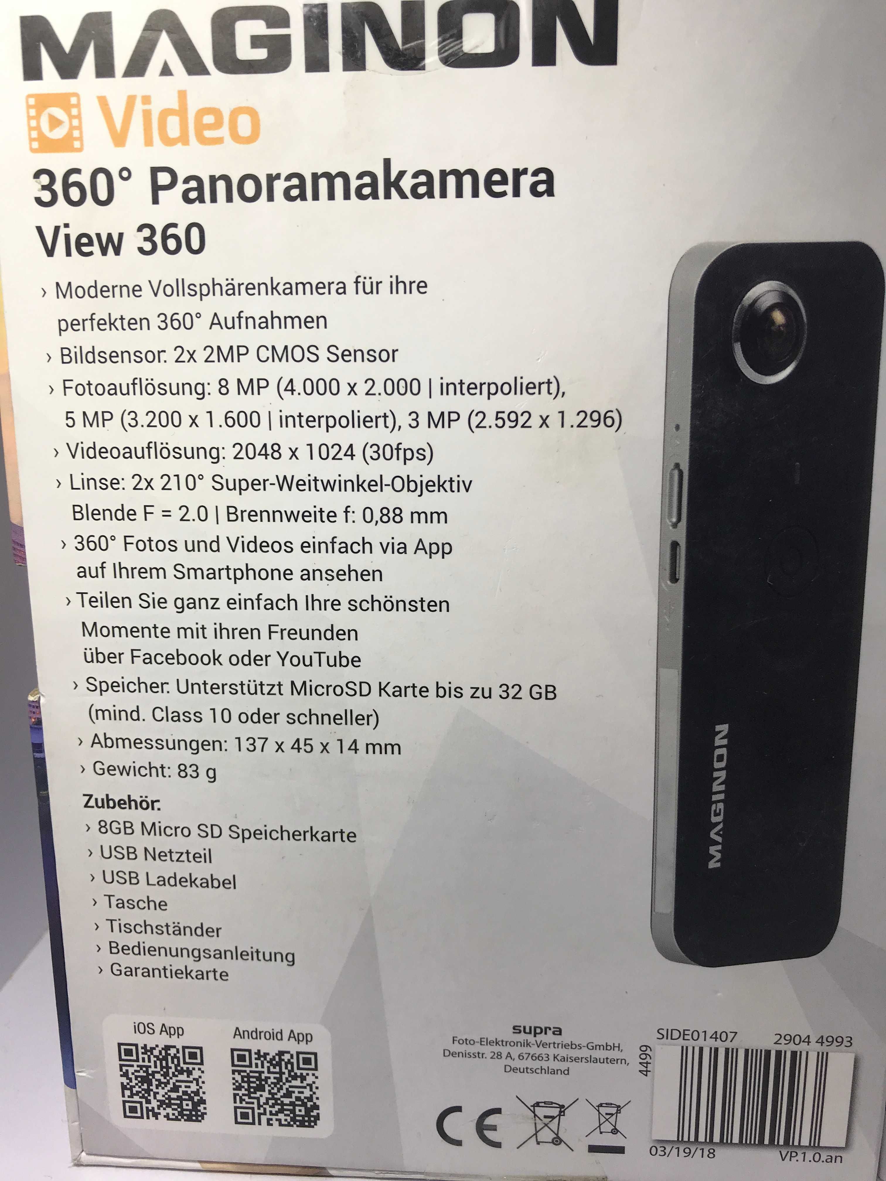 Cyfrowa Kamera-Apart Maginon PV 360 SD USB 360 °