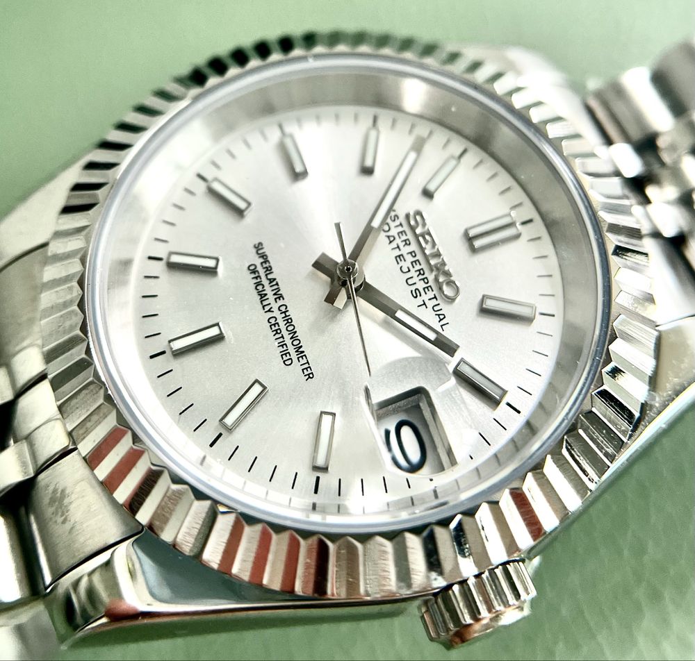 Customowy Zegarek Automatyczny Seiko Mod (Datejust Srebrny)