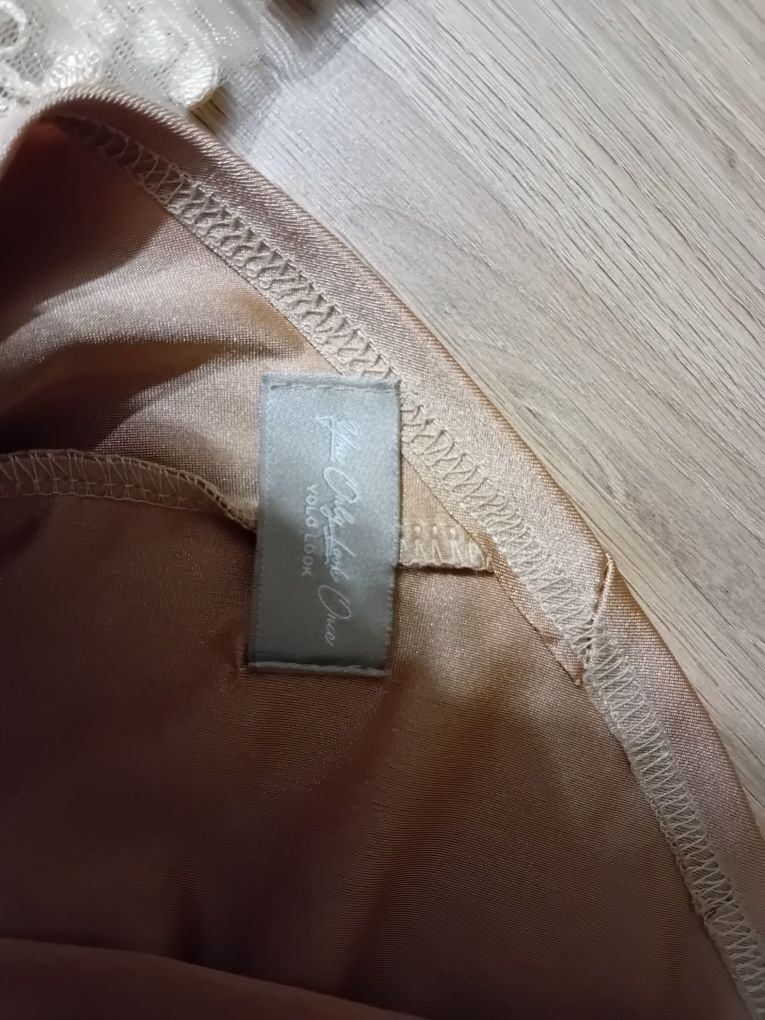 Sukienka mini beż/ złota wieczorowa s