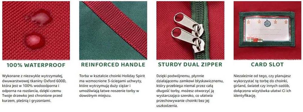 Torba na choinkę Pokrowiec na ozdoby świąteczne Wodoodporna OXFORD 600