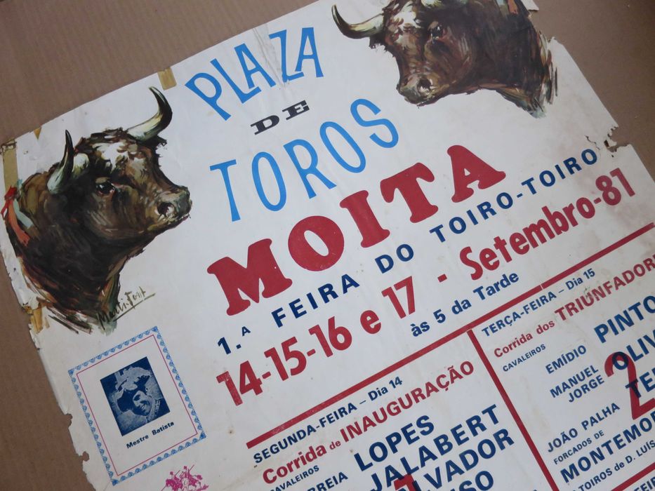 Cartazes tourada Moita do Ribatejo touros decoração impresso cartel