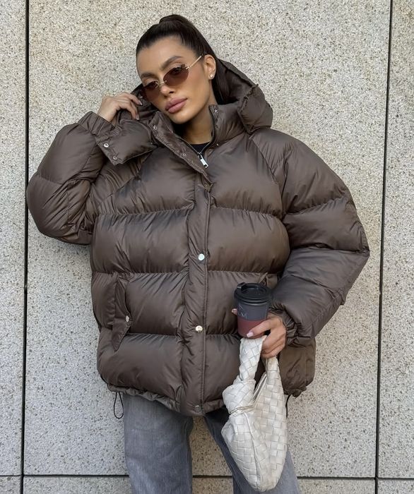 Пуховик шоколадний трендовий