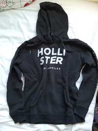 Czarna bluza hoodie z kapturem Hollister