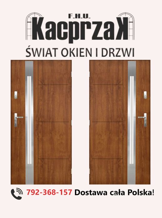 Drzwi KACPRZAK 90x200 Drzwi Zewnętrzne Sonata 03 Złoty Dąb Lewe