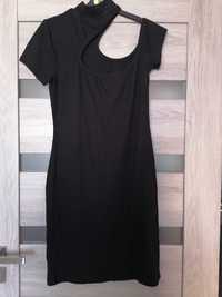 Nowa czarna sukienka prążkowana asymetryczny dekold S M