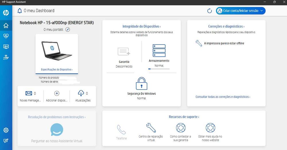 Portátil HP 15-af000np usado em bom estado
