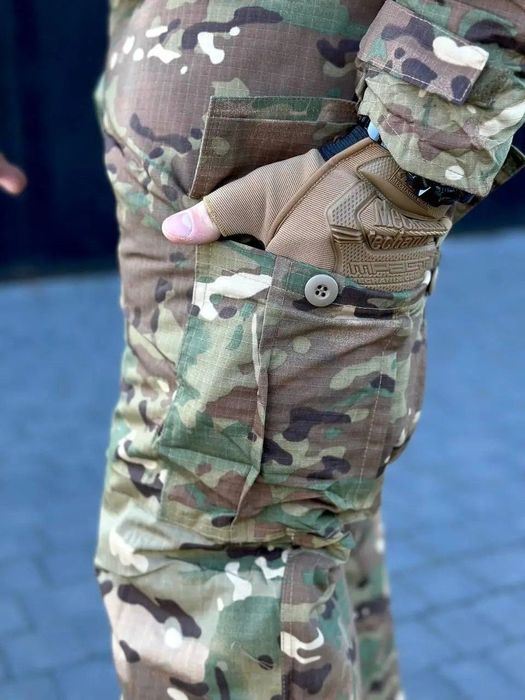 Зимові тактичні штани ріп-стоп мультикам з підкладкою omni-heat