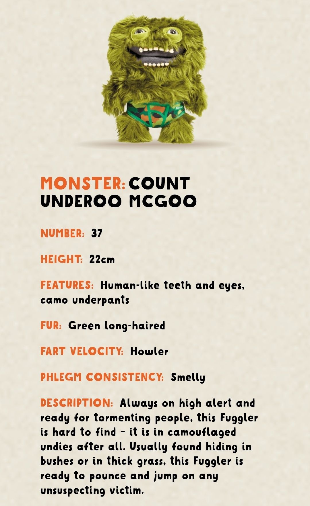 Мягкая игрушка Фуглер в трусах Зеленый Fuggler Funny Ugly Monster