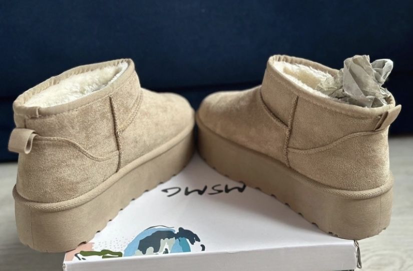 Buty sniegowce botki emu bezowe