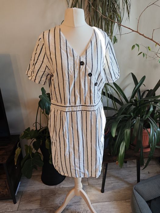 Lniana sukienka 55% len 45% bawełna s.oliwier linen kieszenie w paski