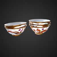 Chińskie porcelanowe miseczki miski złote Feniks smok B301013