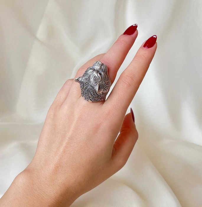 Великий перстень SILVERTOLIA  з головою тигра зі срібла 925 проби