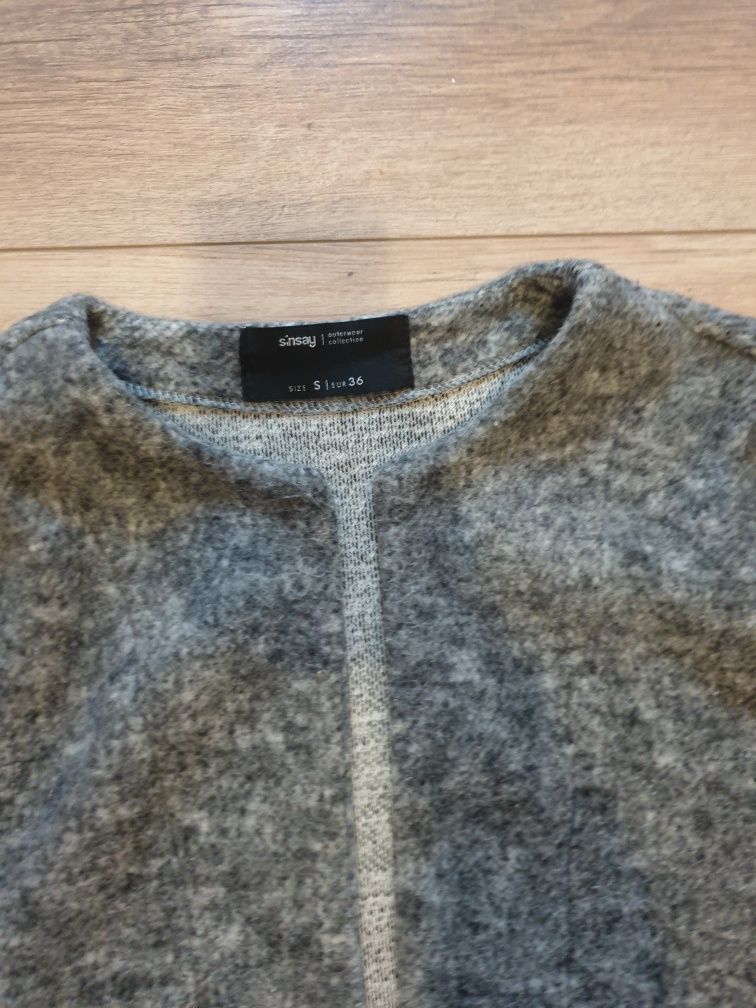 Kardigan sweter sinsay szary ciepły długi