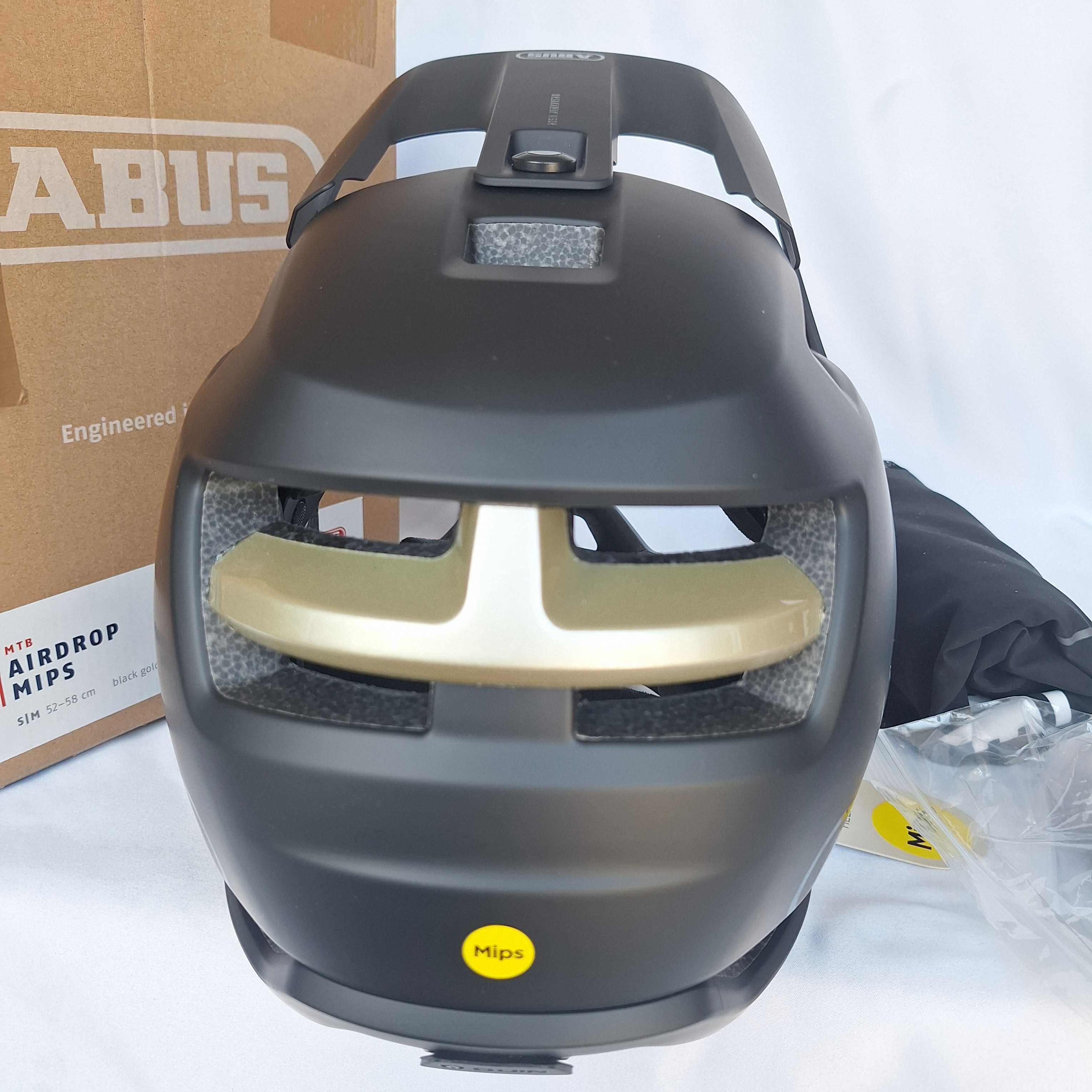 Kask rowerowy fullface Abus AirDrop Mips Black Gold S/M 52-58cm
